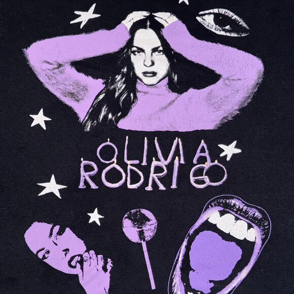Olivia Rodrigo Official Merch Black Purple T-Shirt Guts Tour Women's Size Large - Picture 6 of 7